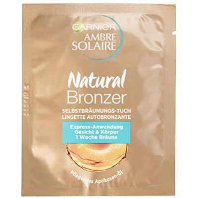 Garnier Ambre Solaire Lot de 15 lingettes autobronzantes à l'huile de noyau d'abricot pour accélérateur de bronzage Doré Garnier Ambre Solaire Lot de 15 lingettes autobronzantes à l'huile de noyau d'abricot pour accélérateur de bronzage Doré