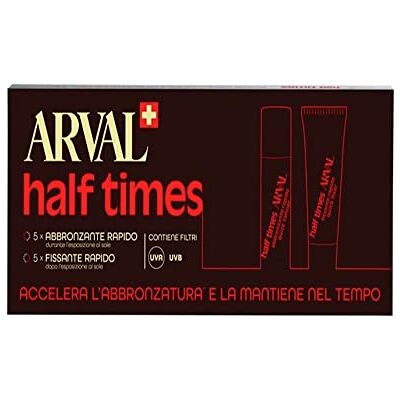 ARVAL Half time Accélérateur de bronzage 5 tubes de 10 ml Bronzant rapide et 5 tubes de 10 ml Fixant rapide ARVAL Half time Accélérateur de bronzage 5 tubes de 10 ml Bronzant rapide et 5 tubes de 10 ml Fixant rapide