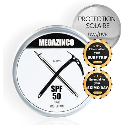 MEGAZINCO SPF50 Crème solaire teintée 40ml 100% NATURELLE Haute protection pour alpinistes, surfeurs, skieurs, nageurs (WHITE) MEGAZINCO SPF50 Crème solaire teintée 40ml 100% NATURELLE Haute protection pour alpinistes, surfeurs, skieurs, nageurs (WHITE)