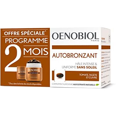 Oenobiol Autobronzant Hale Intense & Uniforme sans Soleil Formule Renforcee Complement Alimentaire Aux Extraits Naturels Lot de 2x30 capsules 2x16.5 g Oenobiol Autobronzant Hale Intense & Uniforme sans Soleil Formule Renforcee Complement Alimentaire Aux Extraits Naturels Lot de 2x30 capsules 2x16.5 g