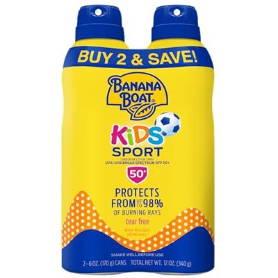 BANANA BOAT Sunscreen Kids Sport Lot de 2 sprays pour écran solaire SPF 50-6 oz BANANA BOAT Sunscreen Kids Sport Lot de 2 sprays pour écran solaire SPF 50-6 oz