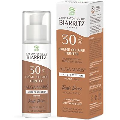 Laboratoire de Biarritz Laboratoires de Biarritz Crème Solaire Visage Teintée Dorée SPF30 ALGA MARIS® Certifiée Bio Protection Anti-UVA/UVB et Lumière Bleue 50 ml Fabriquée en France Laboratoire de Biarritz Laboratoires de Biarritz Crème Solaire Visage Teintée Dorée SPF30 ALGA MARIS® Certifiée Bio Protection Anti-UVA/UVB et Lumière Bleue 50 ml Fabriquée en France
