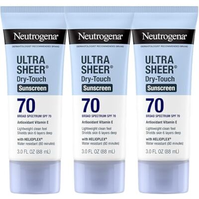 Neutrogena Ultra Sheer Dry Touch Lot de 3 lotions de protection solaire à large spectre SPF 70 88 ml Neutrogena Ultra Sheer Dry Touch Lot de 3 lotions de protection solaire à large spectre SPF 70 88 ml