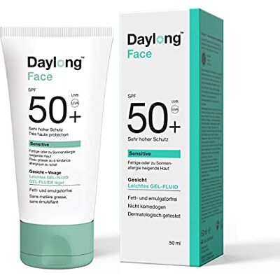 Daylong Sensitive Crème Solaire Gel-Fluide SPF50+, Visage et corps, Peaux très sensibles à tendance allergiques au soleil, 50ml Daylong Sensitive Crème Solaire Gel-Fluide SPF50+, Visage et corps, Peaux très sensibles à tendance allergiques au soleil, 50ml
