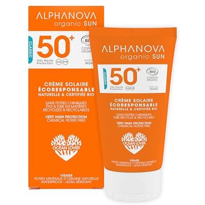 Alphanova Crème solaire pour le visage respectueuse de l'environnement SPF50+ bio 50 g Alphanova Crème solaire pour le visage respectueuse de l'environnement SPF50+ bio 50 g