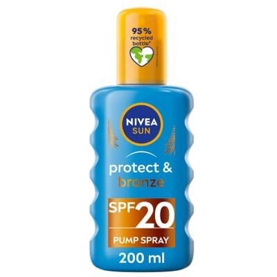 Protect & Bronze Sun Spray SPF20 (200 ml), Bronzing Tanning Lotion Spray with SPF20, Advanced Suncream Protection, Natural Pro-Melanin Extract Protect & Bronze Sun Spray SPF20 (200 ml), Bronzing Tanning Lotion Spray with SPF20, Advanced Suncream Protection, Natural Pro-Melanin Extract