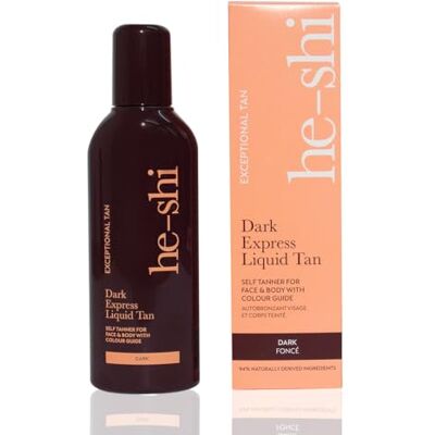 he-shi Autobronzant Express Instant Fake Tan Liquid – Formule naturelle foncée à séchage rapide avec odeur tropicale – Végétalien et sans cruauté envers les animaux – Brillance bronzante foncée (150 he-shi Autobronzant Express Instant Fake Tan Liquid – Formule naturelle foncée à séchage rapide avec odeur tropicale – Végétalien et sans cruauté envers les animaux – Brillance bronzante foncée (150