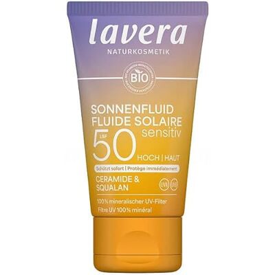 lavera Lotion solaire Sensitiv SPF 50 Crème solaire pour le visage et le décolleté Sans filtre UV chimique Pour peaux sensibles Végétalien Cosmétique naturel 40 ml lavera Lotion solaire Sensitiv SPF 50 Crème solaire pour le visage et le décolleté Sans filtre UV chimique Pour peaux sensibles Végétalien Cosmétique naturel 40 ml