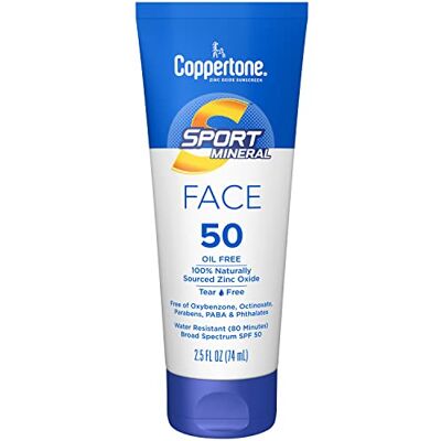 Coppertone SPORT Protection solaire pour le visage Oxyde de zinc minéral SPF 50 Sans huile Taille voyage Tube de 2,5 Fl Oz Coppertone SPORT Protection solaire pour le visage Oxyde de zinc minéral SPF 50 Sans huile Taille voyage Tube de 2,5 Fl Oz