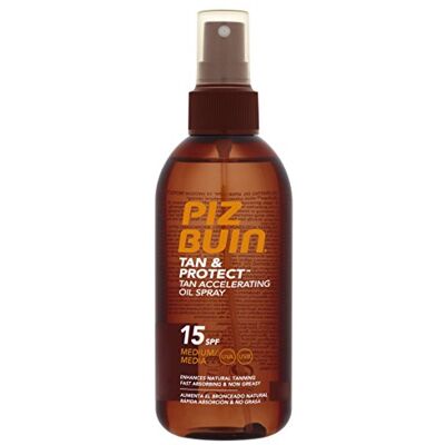 Piz Buin Tan and Protect Tan Spray à l'huile ciblée SPF 15 Medium 150 ml Piz Buin Tan and Protect Tan Spray à l'huile ciblée SPF 15 Medium 150 ml