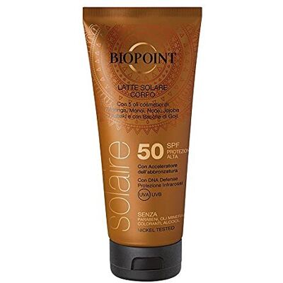 BIOPOINT Lait pour corps solaire SPF50 40 ml Résistant à l'eau, à absorption rapide, sans huiles minérales, colorants, alcool et Nikel tested BIOPOINT Lait pour corps solaire SPF50 40 ml Résistant à l'eau, à absorption rapide, sans huiles minérales, colorants, alcool et Nikel tested