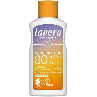lavera Lotion solaire Sensitiv SPF 30 Crème solaire sans filtre UV chimique Pour peaux sensibles Imperméable Végétalien Cosmétique naturel 100 ml lavera Lotion solaire Sensitiv SPF 30 Crème solaire sans filtre UV chimique Pour peaux sensibles Imperméable Végétalien Cosmétique naturel 100 ml