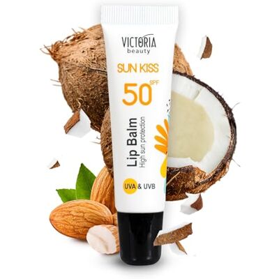 Victoria Beauty Sun Kiss Baume à lèvres SPF 50 – Crème solaire pour les lèvres à l'huile de noix de coco, à l'huile d'amande douce et à l'acide hyaluronique, 10 ml Victoria Beauty Sun Kiss Baume à lèvres SPF 50 – Crème solaire pour les lèvres à l'huile de noix de coco, à l'huile d'amande douce et à l'acide hyaluronique, 10 ml
