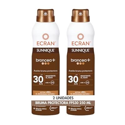 Ecran Sunnique Brume d'huile protectrice FPS 30, protection UVB + UVA et IR-A, résistante à l'eau, avec technologie Pure Bronze et VitEox 80, active le bronzage naturel, sans autobronzant, 2 x 250 Ecran Sunnique Brume d'huile protectrice FPS 30, protection UVB + UVA et IR-A, résistante à l'eau, avec technologie Pure Bronze et VitEox 80, active le bronzage naturel, sans autobronzant, 2 x 250