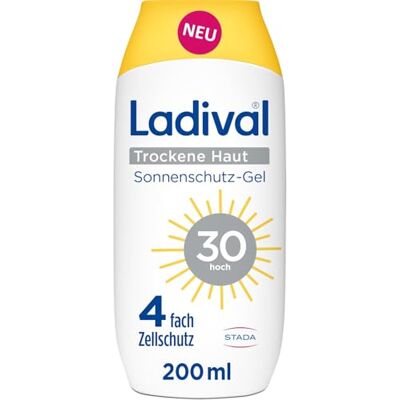 Ladival Lotion de protection solaire SPF 30 pour peaux sèches – Crème solaire en cas d'eczéma atopique, apaisante, nourrissante à l'acide hyaluronique, 4 couches de protection cellulaire, imperméable Ladival Lotion de protection solaire SPF 30 pour peaux sèches – Crème solaire en cas d'eczéma atopique, apaisante, nourrissante à l'acide hyaluronique, 4 couches de protection cellulaire, imperméable