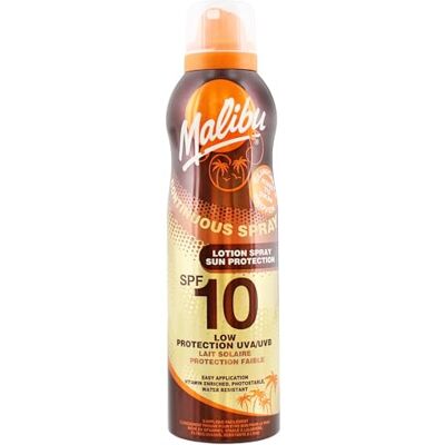 Malibu Lotion solaire en spray avec indice de protection solaire 10 et enrichie en vitamines 175 ml Malibu Lotion solaire en spray avec indice de protection solaire 10 et enrichie en vitamines 175 ml