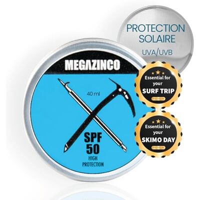 MEGAZINCO SPF50 Crème solaire teintée 40ml 100% NATURELLE Haute protection pour alpinistes, surfeurs, skieurs, nageurs (BLUE) MEGAZINCO SPF50 Crème solaire teintée 40ml 100% NATURELLE Haute protection pour alpinistes, surfeurs, skieurs, nageurs (BLUE)