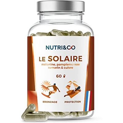 NUTRI & CO Le Solaire Accélérateur de Bronzage Activateur de Mélanine Formule 2 en 1 Bronzage + Protection Peau Teint Naturel sans Autobronzant et Bêta-Carotène 60 gélules Made in France Nutri&Co NUTRI & CO Le Solaire Accélérateur de Bronzage Activateur de Mélanine Formule 2 en 1 Bronzage + Protection Peau Teint Naturel sans Autobronzant et Bêta-Carotène 60 gélules Made in France Nutri&Co