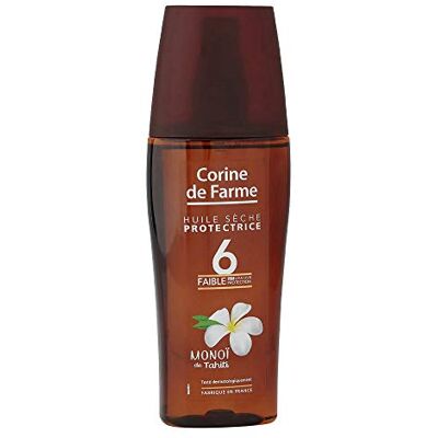 Corine de Farme SPF6 Huile sèche protectrice Protection solaire UVA UVB Crème Solaire Lumineuse Formule au Monoi Tahiti Beauté Pure, Zéro Paraben 150 ml Fabriqué en France Corine de Farme SPF6 Huile sèche protectrice Protection solaire UVA UVB Crème Solaire Lumineuse Formule au Monoi Tahiti Beauté Pure, Zéro Paraben 150 ml Fabriqué en France