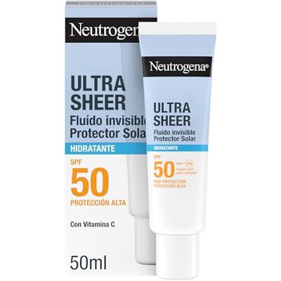 Neutrogena Ultra Sheer Invisible Moisturizing Fluid SPF50 (50 ml), protection solaire visage 50 large spectre, crème hydratante pour le visage ultra légère et hypoallergénique, crème solaire Neutrogena Ultra Sheer Invisible Moisturizing Fluid SPF50 (50 ml), protection solaire visage 50 large spectre, crème hydratante pour le visage ultra légère et hypoallergénique, crème solaire