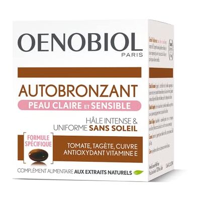 Oenobiol Compléments Alimentaires Autobronzant Peau Claire et Sensible Visage et Corps Programme 1 mois 1 Boîte de 30 Capsules Oenobiol Compléments Alimentaires Autobronzant Peau Claire et Sensible Visage et Corps Programme 1 mois 1 Boîte de 30 Capsules