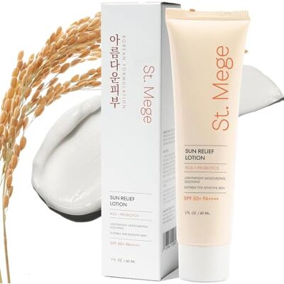 St. Mege Rice Korean Lightweight Sunscreen Daily 50+ PA++++ Lotion solaire de voyage Sans coulée blanche 2 oz St. Mege Rice Korean Lightweight Sunscreen Daily 50+ PA++++ Lotion solaire de voyage Sans coulée blanche 2 oz