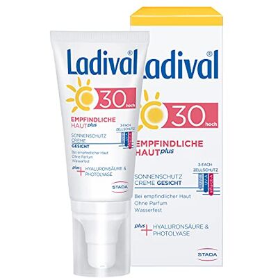 Ladival Sensitive Haut Plus Crème solaire pour le visage SPF 30 Crème solaire sans parfum sans colorants ni conservateurs Imperméable 50 ml Ladival Sensitive Haut Plus Crème solaire pour le visage SPF 30 Crème solaire sans parfum sans colorants ni conservateurs Imperméable 50 ml