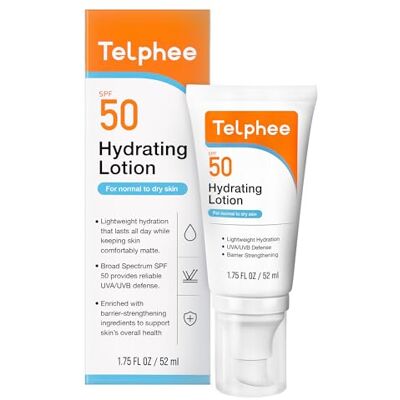 Telphee Ultra Defence Crème Solaire Visage SPF 50 2-en-1 Crème Hydratante Visage avec 3 Céramides Barrier-Lock 8H Résistant à l‘Eau 60 Min, Sans Effet Blanc Non Grasse & Sans Parfum Telphee Ultra Defence Crème Solaire Visage SPF 50 2-en-1 Crème Hydratante Visage avec 3 Céramides Barrier-Lock 8H Résistant à l‘Eau 60 Min, Sans Effet Blanc Non Grasse & Sans Parfum