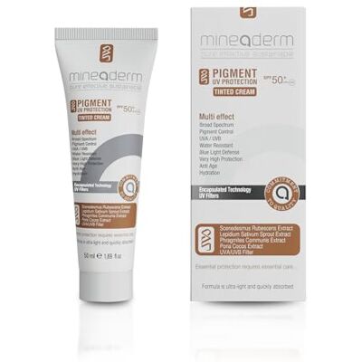 Mineaderm Pigment UV Protection Crème solaire teintée, SPF 50+, protection UVA/UVB, protection contre les taches dues au soleil, protection contre la lumière bleue, 50 ml Mineaderm Pigment UV Protection Crème solaire teintée, SPF 50+, protection UVA/UVB, protection contre les taches dues au soleil, protection contre la lumière bleue, 50 ml