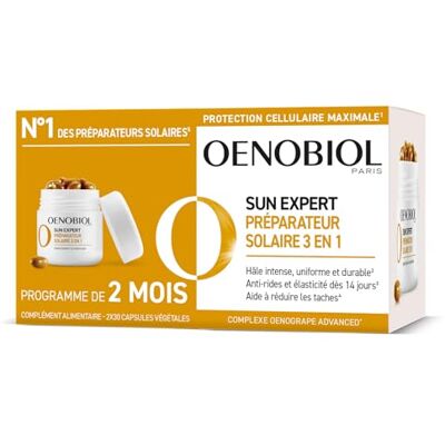 Oenobiol Sun Expert Préparateur Solaire 3-en-1 Triple Action Protection Cellulaire Hâle Intense Anti-Âge Global Prouvé Cliniquement Complément Alimentaire 2 x 30 Capsules Végétales Oenobiol Sun Expert Préparateur Solaire 3-en-1 Triple Action Protection Cellulaire Hâle Intense Anti-Âge Global Prouvé Cliniquement Complément Alimentaire 2 x 30 Capsules Végétales