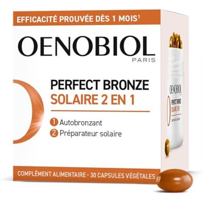 Oenobiol Perfect Bronze Solaire 2-en-1 Autobronzant et Préparateur Solaire Efficacité Prouvée dès 1 Mois Programme 1 Mois 30 Capsules Oenobiol Perfect Bronze Solaire 2-en-1 Autobronzant et Préparateur Solaire Efficacité Prouvée dès 1 Mois Programme 1 Mois 30 Capsules