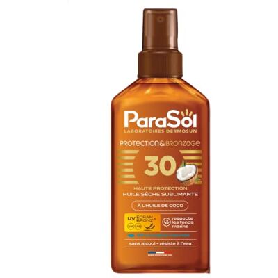 Parasol Spray Huile Sèche 30 FPS Protection & Bronzage à l'huile de coco Parasol Spray Huile Sèche 30 FPS Protection & Bronzage à l'huile de coco