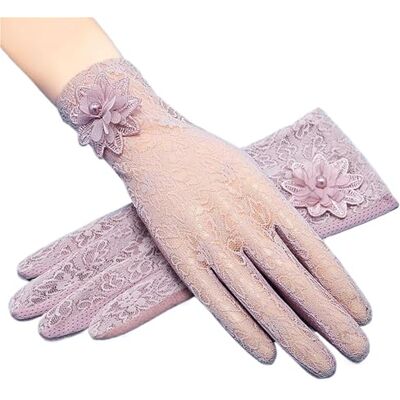 BFLCWSTD Gants De Soleil Femmes 1 Paire de Gants De Conduite Et Pour Femme Protection Solaire Anti-dérapant Dentelle Avec Fleurs De Soie Glacée(Purple) BFLCWSTD Gants De Soleil Femmes 1 Paire de Gants De Conduite Et Pour Femme Protection Solaire Anti-dérapant Dentelle Avec Fleurs De Soie Glacée(Purple)