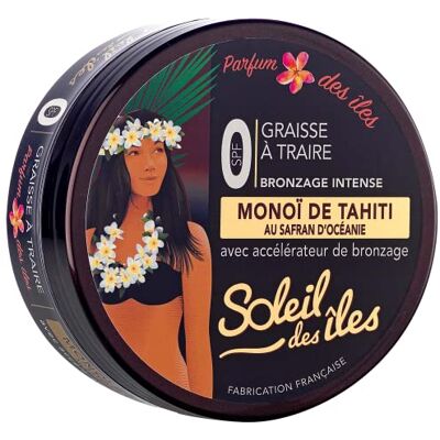 SOLEIL DES ILES Graisse de traite Monoi de Tahiti + Rea, accélérateur de bronzage, imperméable, parfum des îles, fabriqué en France SOLEIL DES ILES Graisse de traite Monoi de Tahiti + Rea, accélérateur de bronzage, imperméable, parfum des îles, fabriqué en France