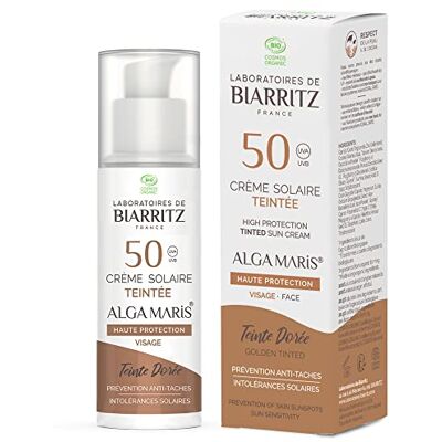 Laboratoire de Biarritz Laboratoires de Biarritz Alga Maris Crème solaire avec couleur visage SPF50 Bio 50 ml Doré Laboratoire de Biarritz Laboratoires de Biarritz Alga Maris Crème solaire avec couleur visage SPF50 Bio 50 ml Doré