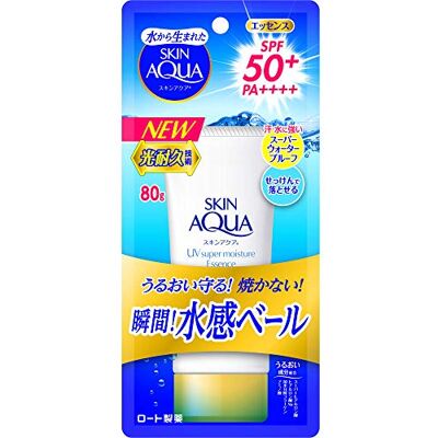 SKIN AQUA UV Super Moisture Essence UV Sunscreen Fragrance Free 80 g SPF50+ / PA+++ Contains a UV Absorber that is not susceptible to UV damage and do not détériorate easily. SKIN AQUA UV Super Moisture Essence UV Sunscreen Fragrance Free 80 g SPF50+ / PA+++ Contains a UV Absorber that is not susceptible to UV damage and do not détériorate easily.