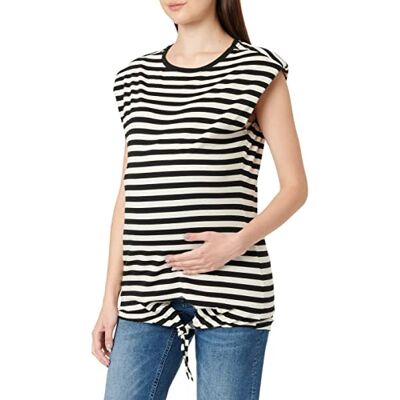SUPERMOM Tee Sleeveless Stripe Shoulderpads T-Shirt, Noir-P090, 38 Femme, Noir P090, 38 SUPERMOM Tee Sleeveless Stripe Shoulderpads T-Shirt, Noir-P090, 38 Femme, Noir P090, 38