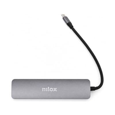 Nilox , Hub USB-C 6 en 1, station d'accueil, structure fine, Plug & Play Nilox , Hub USB-C 6 en 1, station d'accueil, structure fine, Plug & Play