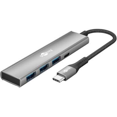 goobay Hub USB-C 4 ports, adaptateur multiport avec 3 ports USB-A et 1 port USB-C, USB 3.2 SuperSpeed 5 Gbit/s, design compact en aluminium pour MacBook, ordinateur portable, tablette 76562 goobay Hub USB-C 4 ports, adaptateur multiport avec 3 ports USB-A et 1 port USB-C, USB 3.2 SuperSpeed 5 Gbit/s, design compact en aluminium pour MacBook, ordinateur portable, tablette 76562