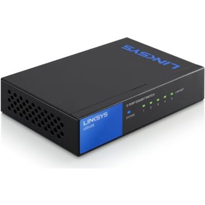 Linksys Switch non manageable Gigabit avec 5 ports LGS105-EU(Ethernet maison et bureau avec boîtier métallique, séparateur Ethernet au mur ou sur un bureau, Plug & Play) Linksys Switch non manageable Gigabit avec 5 ports LGS105-EU(Ethernet maison et bureau avec boîtier métallique, séparateur Ethernet au mur ou sur un bureau, Plug & Play)