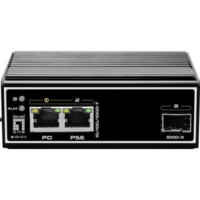 LevelOne IGP0310 Switch, 3 ports, Gigabit Ethernet, SFP, Poe+, noir, 101 mm x 36 mm x 65 mm, 0,35 kg LevelOne IGP0310 Switch, 3 ports, Gigabit Ethernet, SFP, Poe+, noir, 101 mm x 36 mm x 65 mm, 0,35 kg