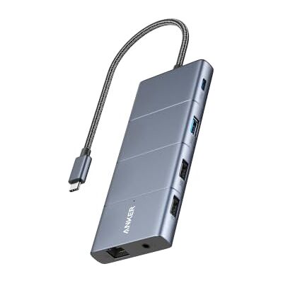Anker 656 Hub USB-C 11 en 1, avec ports de données USB-C et USB-A HDMI 10 Gb/s, 4K DisplayPort, 100 W PD, 2 données USB 2.0, Ethernet, AUX, microSD & SD, pour MacBook Pro et plus Anker 656 Hub USB-C 11 en 1, avec ports de données USB-C et USB-A HDMI 10 Gb/s, 4K DisplayPort, 100 W PD, 2 données USB 2.0, Ethernet, AUX, microSD & SD, pour MacBook Pro et plus