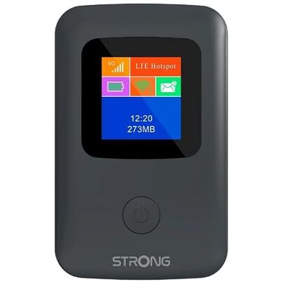 Strong 4G AIRSPOT 220 Routeur WiFi portable avec SIM, écran couleur, 4G LTE CAT4 150 Mbps, Hotspot WiFi portable pour voyage, connecte jusqu'à 10 appareils, batterie 2100 mAh, USB-C, fonction Power Strong 4G AIRSPOT 220 Routeur WiFi portable avec SIM, écran couleur, 4G LTE CAT4 150 Mbps, Hotspot WiFi portable pour voyage, connecte jusqu'à 10 appareils, batterie 2100 mAh, USB-C, fonction Power
