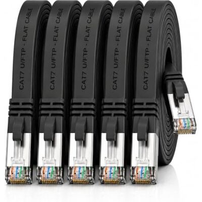 1aTTack.de 1m noir 5 pièces Câble plat CAT.7 Gigabit Ethernet LAN (RJ45) câble réseau câble brut (10Gbit/s) câble d'installation plat mince compatible avec Cat.5 Cat.5e Cat.6 1aTTack.de 1m noir 5 pièces Câble plat CAT.7 Gigabit Ethernet LAN (RJ45) câble réseau câble brut (10Gbit/s) câble d'installation plat mince compatible avec Cat.5 Cat.5e Cat.6