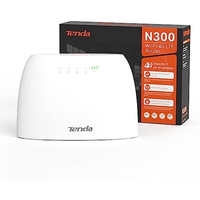 Tenda Routeur 4G SIM, Box 4G, Routeur 4G LTE 150Mbps, Routeur WiFi 300Mbps, Plug&Play, Modem Carte SIM pour Tous Opérateurs, Configuration Facile, Antennes Internes, Ethernet Ports, 4G03 Tenda Routeur 4G SIM, Box 4G, Routeur 4G LTE 150Mbps, Routeur WiFi 300Mbps, Plug&Play, Modem Carte SIM pour Tous Opérateurs, Configuration Facile, Antennes Internes, Ethernet Ports, 4G03