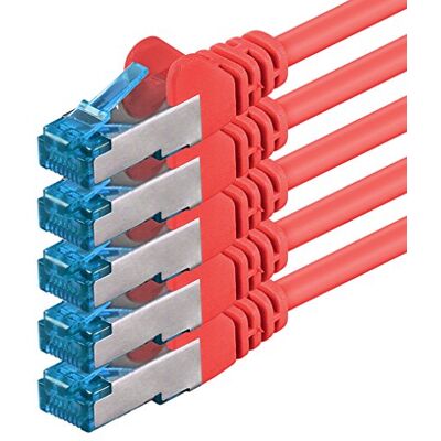 1aTTack.de 0,25 m CAT6a câble réseau rouge 5 pièces Câble patch CAT 6 A 10000 Mbit s SFTP PIMF 500 MHz compatible avec routeur commutateur Internet DSL CAT5 CAT6 CAT7 1aTTack.de 0,25 m CAT6a câble réseau rouge 5 pièces Câble patch CAT 6 A 10000 Mbit s SFTP PIMF 500 MHz compatible avec routeur commutateur Internet DSL CAT5 CAT6 CAT7