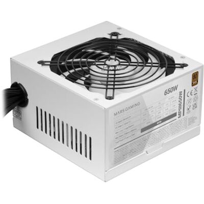 Mars Gaming MARSGAMING MPIII650, Alimentation PC ATX 650W, Garantie 5 Ans, Efficacité 85%, Système Digital APFC, Ventilateur 120mm AI-RPM FDB, Technologies DC-DC et SMD, Câbles Plats Extra-Longs, Blanc Mars Gaming MARSGAMING MPIII650, Alimentation PC ATX 650W, Garantie 5 Ans, Efficacité 85%, Système Digital APFC, Ventilateur 120mm AI-RPM FDB, Technologies DC-DC et SMD, Câbles Plats Extra-Longs, Blanc