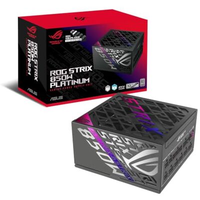 Asus ROG Strix 850 W Platinum Equalizer, bloc d'alimentation modulaire pour PC, PCle Gen 5.1, ATX 3.1, 80+ Platinum, Cybenetics Lambda A, double roulement à billes, noir, ROG-STRIX-850P-GAMING-E Asus ROG Strix 850 W Platinum Equalizer, bloc d'alimentation modulaire pour PC, PCle Gen 5.1, ATX 3.1, 80+ Platinum, Cybenetics Lambda A, double roulement à billes, noir, ROG-STRIX-850P-GAMING-E
