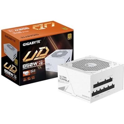 Gigabyte UD850GM PG5 V2 Ice Bloc d'alimentation PCIe Gen 5.1, 80 Plus Gold, conception entièrement modulaire, ventilateur de 120 mm, compatible ATX 3.1, prise européenne Gigabyte UD850GM PG5 V2 Ice Bloc d'alimentation PCIe Gen 5.1, 80 Plus Gold, conception entièrement modulaire, ventilateur de 120 mm, compatible ATX 3.1, prise européenne