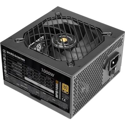 Mars Gaming MPB1000SI, bloc d'alimentation PC ATX 1000 W, garantie 7 ans, 80Plus Gold 90%, ventilateur SI Extreme Silence avec noyau en cuivre et aluminium, technologies AI2-RPM, DC-DC et SMD, noir Mars Gaming MPB1000SI, bloc d'alimentation PC ATX 1000 W, garantie 7 ans, 80Plus Gold 90%, ventilateur SI Extreme Silence avec noyau en cuivre et aluminium, technologies AI2-RPM, DC-DC et SMD, noir